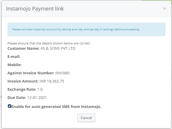 Instamojo Payment Link via ProfitBooks