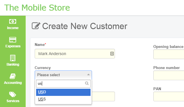 Multi currency accounting & invoicing