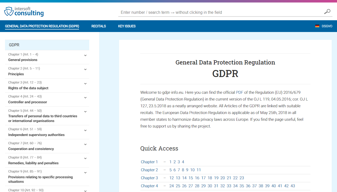 EU GDPR Home Page